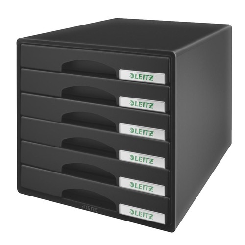 Schubladenboxen Plus 6 Schübe 287x270x363mm schwarz Kunstoff Leitz 5212-00-95 Produktbild Front View L