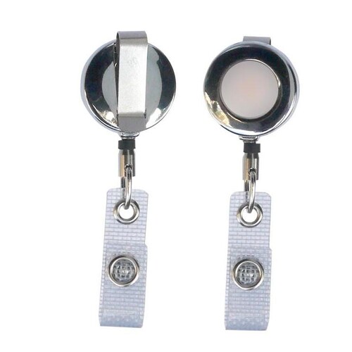 Jojo-Ausweishalter mit Gewebelasche/ Gürtelclip und Nylonschnur silber Nr. 28 Produktbild Front View L
