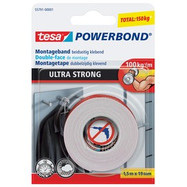 Powerbond Ultra 19mmx1,5m bis 10kg/10cm Haftkraft farblos Tesa 55791-00001-00 Produktbild