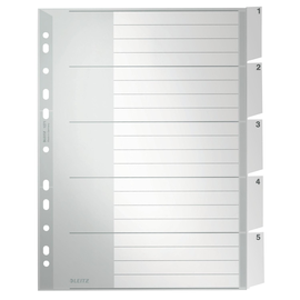 Register Blanko mit Taben A4 überbreit 238x297mm 5-teilig grau Plastik Leitz 1271-00-85 Produktbild
