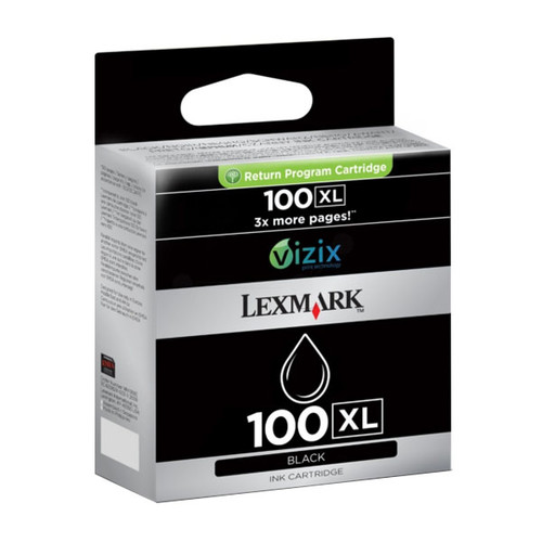 Tintenpatrone 100XL für Lexmark Impact S301/Prestige Pro 802 19ml schwarz Lexmark 14N1068E Produktbild Front View L