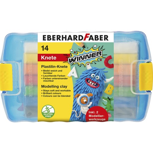 Plastilin Knetmasse in blauer Kunststoffbox sortiert Eberhard Faber 572010 (PACK=10 STÜCK) Produktbild Front View L