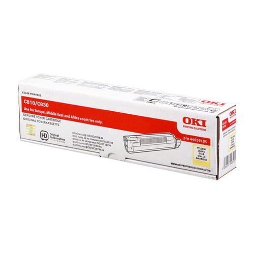 Toner für Oki C810/C830 8000 Seiten yellow OKI 44059105 Produktbild Front View L