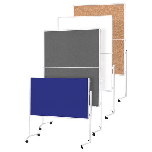 Moderationswand klappbar mobil 120x150cm grau filzbespannt Magnetoplan 2111301 Produktbild Additional View 1 L