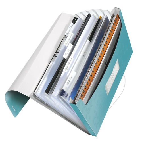 Projektmappe WOW mit Gummizug A4 mit 6 Fächern eisblau metallic PP Leitz 4589-00-51 Produktbild Front View L