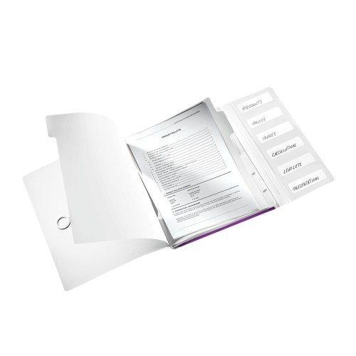 Ordnungsmappe WOW mit Gummizug A4 mit 6 Fächern und 3 Klappen violett metallic PP Leitz 4633-00-62 Produktbild Additional View 2 L