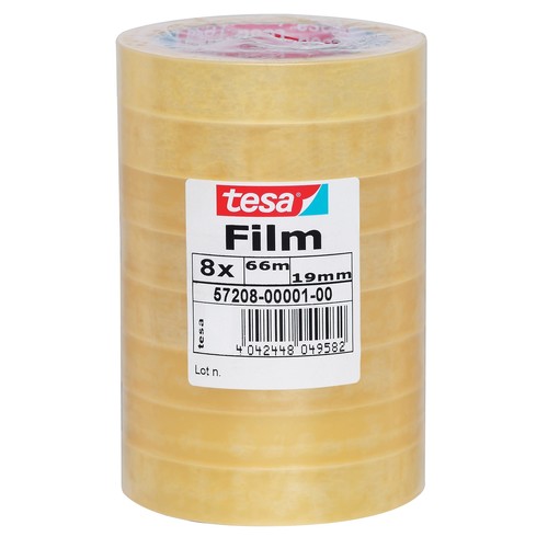 Klebefilm Standard 19mm x 66m transparent Tesa 57208-00001-00 (PACK=8 ROLLEN) Produktbild Front View L