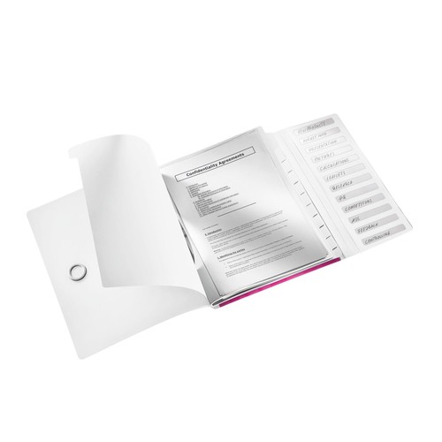 Ordnungsmappe WOW mit Gummizug A4 mit 12 Fächern und 3 Klappen pink metallic PP Leitz 4634-00-23 Produktbild Additional View 2 L