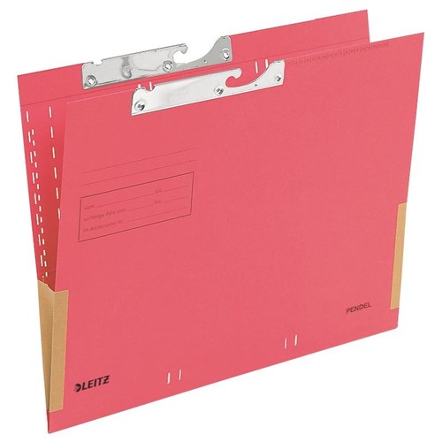Pendeltasche mit Schlitzstanzung 320g rot Manila-Karton Leitz 2016-00-25 Produktbild Front View L