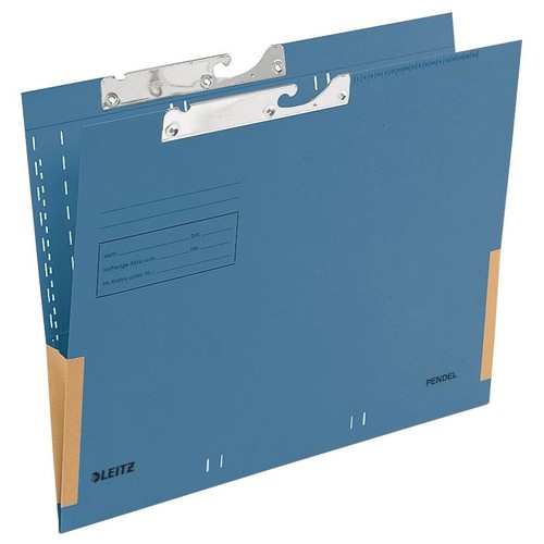 Pendeltasche mit Schlitzstanzung 320g blau Manila-Karton Leitz 2016-00-35 Produktbild Front View L