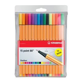 Fineliner Point 88 Etui 0,4mm farbig sortiert + neon Stabilo 8815-1 (ETUI=15 STÜCK) Produktbild