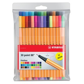 Fineliner Point 88 Etui 0,4mm farbig sortiert + neon Stabilo 8830-1 (ETUI=30 STÜCK) Produktbild