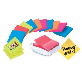 Haftnotizspender Post-it Super Sticky Z-Notes Spender + 12x R330 Z-Notes weiß/transparent 3M PRO-W12N Produktbild