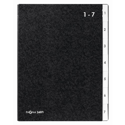 Pultordner 7 Fächer 1-7 Sichtlöcher dehnbarer Leinenrücken schwarz Pappe Pagna 24071-04 Produktbild Additional View 1 L