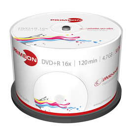 DVD+R printable White Fullsize Surface Cakebox 16fach 4,7GB Primeon 2761226 (PACK=50 STÜCK) Produktbild