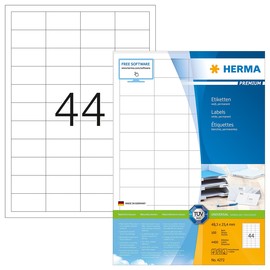 Etiketten PREMIUM Inkjet+Laser+Kopier 48,3x25,4mm auf A4 Bögen weiß permanent Herma 4272 (PACK=4400 STÜCK) Produktbild