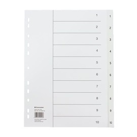 Register A4 Zahlen 1-10 weiß Plastik Soennecken 02115 Produktbild
