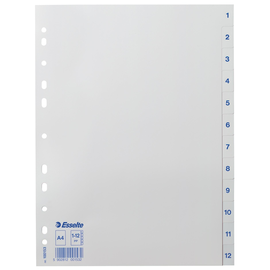 Register A4 225x297mm Zahlen 1-12 weiß Plastik Esselte 100153 Produktbild