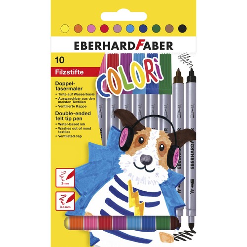 Doppel-Fasermaler Etui 2+3-4mm sortiert Eberhard Faber 550010 (ETUI=10 STÜCK) Produktbild Front View L