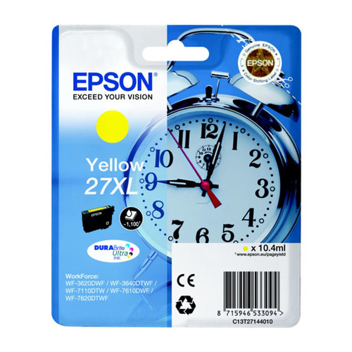 Tintenpatrone 27XL für Epson WF3620/ 7110DTW/7600 10,4ml yellow Epson T271440 Produktbild Front View L