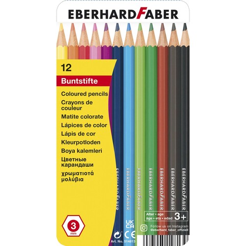 Farbstifte hexagonal Metalletui sortiert Eberhard Faber 514813 (ETUI=12 STÜCK) Produktbild Front View L