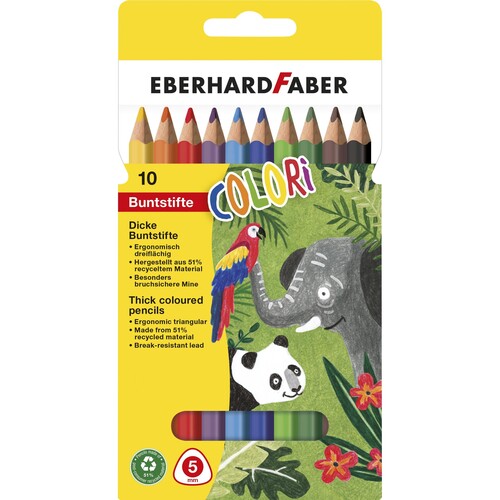 Farbstifte JUMBO dreikant Kartonetui sortiert Eberhard Faber 511409 (ETUI=10 STÜCK) Produktbild Front View L