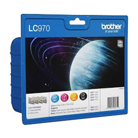 Tintenpatrone Multipack für Brother DCP135C/MFC260C 1x350Seiten/3x300Seiten schwarz/farbig Brother LC970VALBP (ST=4 STÜCK) Produktbild