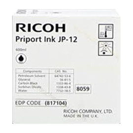 Tintenpatrone JP12 für Ricoh Aficio JP1215/1250 5x600ml schwarz Ricoh 817104 Produktbild