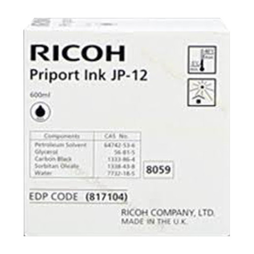 Tintenpatrone JP12 für Ricoh Aficio JP1215/1250 5x600ml schwarz Ricoh 817104 Produktbild Front View L