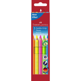 Farbstifte mit Noppen JUMBO GRIP NEON dreikant Kartonetui sortiert Faber Castell 110994 (PACK=5 STÜCK) Produktbild