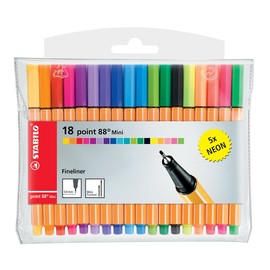 Fineliner Point 88 Mini Neon Etui 0,4mm farbig sortiert Stabilo 688/18-2 (PACK=18 STÜCK) Produktbild