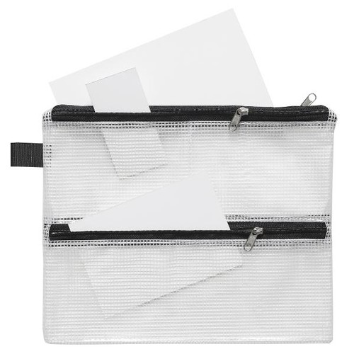 Kleinkrambeutel mit Reißverschluß A5 transluzent/schwarz PVC  Foldersys 40444 Produktbild Front View L