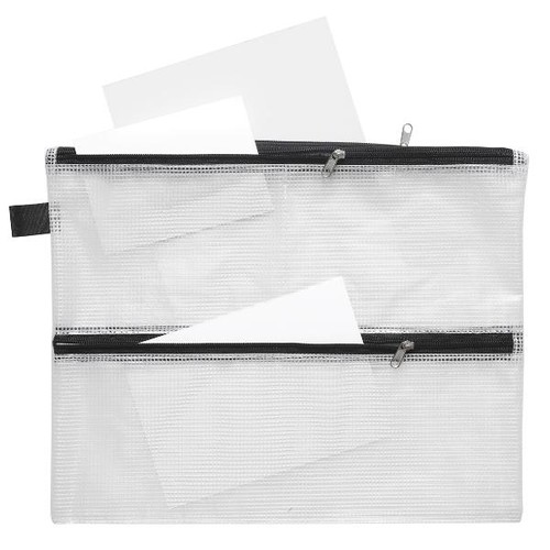Kleinkrambeutel mit Reißverschluß A4 transluzent/schwarz PVC Foldersys 40442- Produktbild Front View L