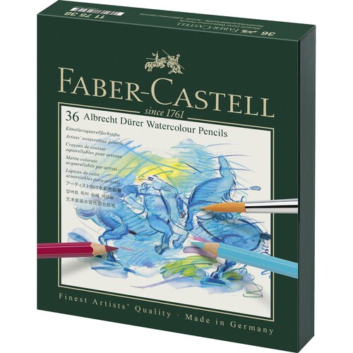 Aquarellstifte ALBRECHT DÜRER Atelierbox farbig sortiert Faber Castell 117538 (ETUI=36 STÜCK) Produktbild