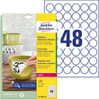 Folien-Etiketten Laser ø30mm auf A4 Bögen wetterfest+strapazierfähig+wieder- ablösbar matt weiß Zweckform L4716REV-20 (PACK=960 STÜCK) Produktbild