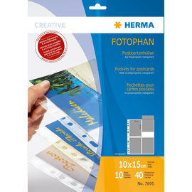 Postkartenhüllen Fotophan für 4 Postkarten 10x15cm transparent PP 230x297mm Herma 7695 (PACK=10 STÜCK) Produktbild