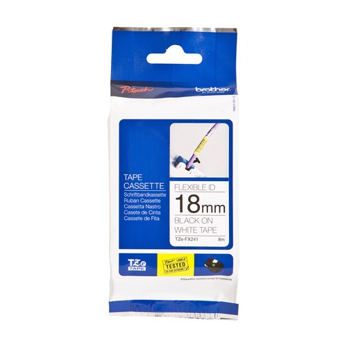 Schriftband Flexi-Tapes laminiert 18mmx8m schwarz auf weiß Brother TZe-FX241 Produktbild Additional View 2 L