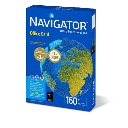 Kopierpapier Navigator Office Card A3 160g weiß FSC EU-Ecolabel 169CIE (PACK=250 BLATT) Produktbild Front View L
