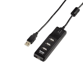 USB 2.0 Hub 1:4 mit Netzteil schwarz Hama 00200118 Produktbild