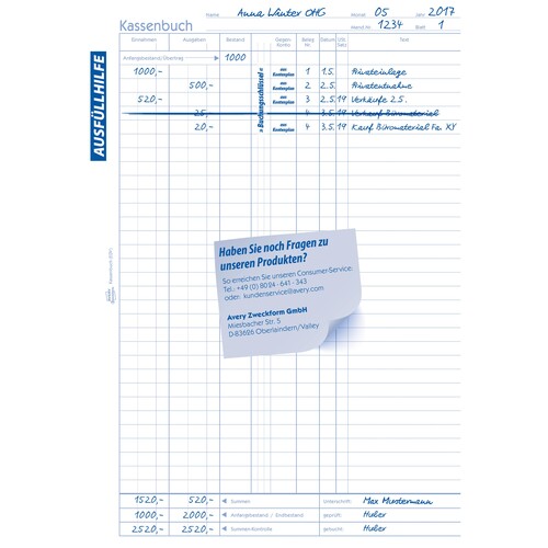 Kassenabrechnung A4 2x40Blatt selbstdurchschreibend Zweckform 1756 Produktbild Additional View 6 L