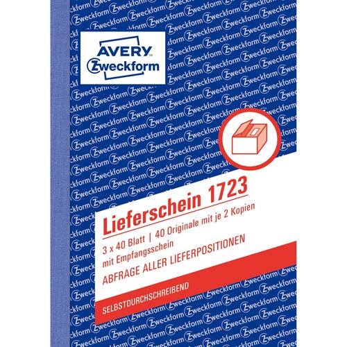 Lieferscheinbuch A6 hoch 3x40Blatt selbstdurchschreibend Zweckform 1723 Produktbild Additional View 1 L