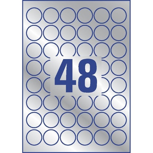 Typenschild-Etiketten Laser+Kopier ø 30mm auf A4 Bögen silber Polyester Zweckform L6129-20 (PACK=800 STÜCK) Produktbild Additional View 2 L