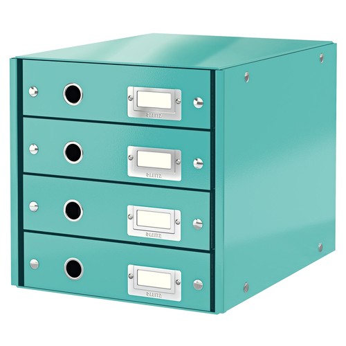 Schubladenbox Click&Store 4 Schübe 290x283x360mm eisblau Hartpappe Leitz 6049-00-51 Produktbild Front View L