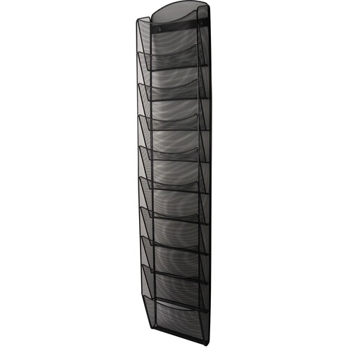 Prospekthalter-Wanddisplay Mesh 10x A4 260x104x1290mm schwarz Helit H6260195 Produktbild Front View L