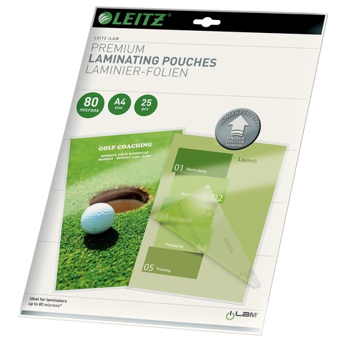 Laminierfolien A4 216x303mm UDT 80µ glänzend Leitz 7479-00-00 (PACK=25 STÜCK) Produktbild Additional View 1 L