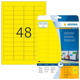 Etiketten Inkjet+Laser+Kopier 45,7x21,2mm auf A4 Bögen gelb ablösbar Herma 4366 (PACK=960 STÜCK) Produktbild
