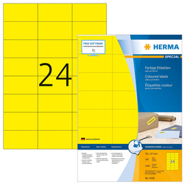 Etiketten Inkjet+Laser+Kopier 70x37mm auf A4 Bögen gelb permanent Herma 4406 (PACK=2400 STÜCK) Produktbild