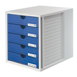 Schubladenbox Systembox 5 Schübe 275x320x330mm lichtgrau-blau Kunststoff HAN 1450-14 Produktbild