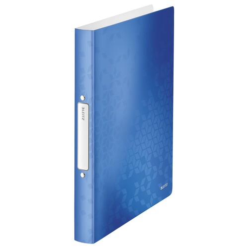 Ringbuch WOW A4 2Ringe Ringe-Ø25mm bis 190Blatt blau metallic PP Leitz 4257-00-36 Produktbild Front View L