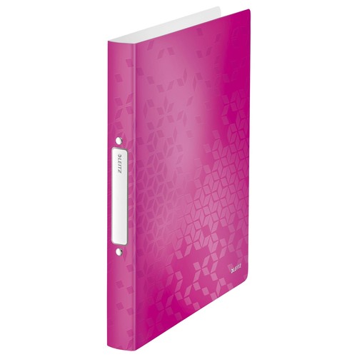 Ringbuch WOW A4 2Ringe Ringe-Ø25mm bis 190Blatt pink metallic PP Leitz 4257-00-23 Produktbild Front View L